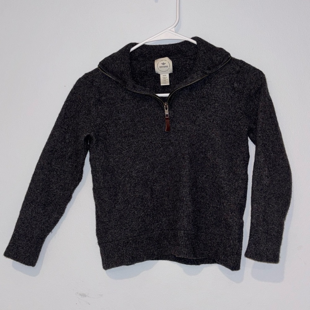 Dockers 100% Wool Dark Gray Kids Half-Zip Sweater